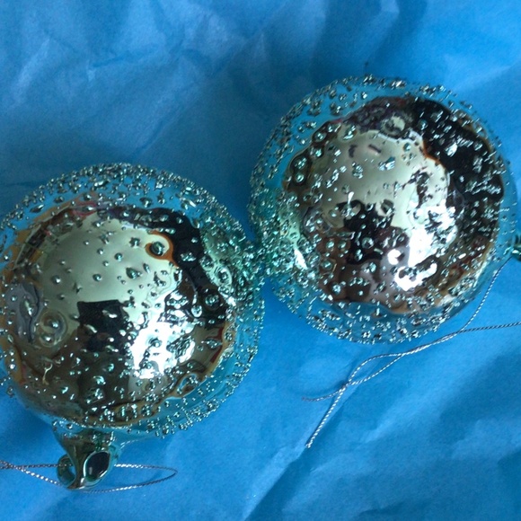 Turquoise Blown Glass Ornaments - Picture 1 of 4